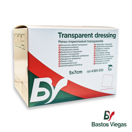 Apósito Adhesivo Transparente (Tipo Tegaderm) 5cm X 7cm - Caja X 100 Unidades - BASTOS VIEGAS