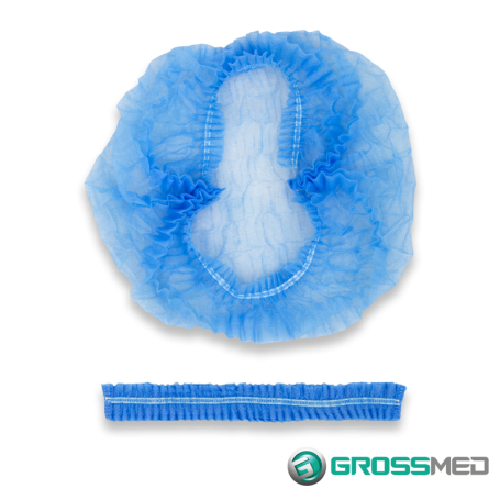 Gorro de Enfermera Descartables (Azul - Banda de Goma Doble) - Paquete x 100 Unidades - GROSSMED