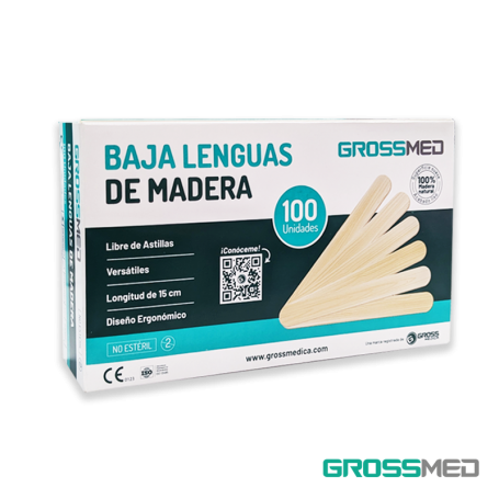 Baja Lengua de Madera - Caja x 100 Unidades - GROSSMED