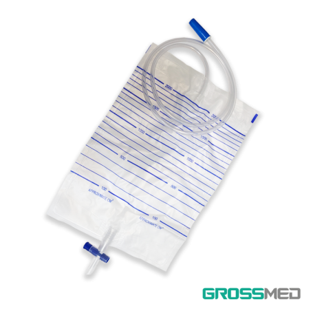 Bolsa de Orina de Adulto con Válvula T (2.000 mL) - Paquete x 10 Unidades - GROSSMED