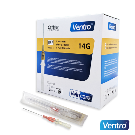 Catéter Intravenoso Ventro Nro. 14 (E) - Caja x 50 Unidades - VEINCARE