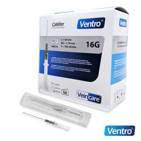 Catéter Intravenoso Ventro Nro. 16 (E) - Caja x 50 Unidades - VEINCARE