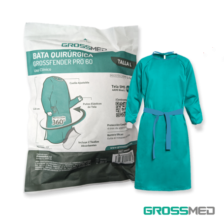 TuMaterialMedico Bata Quirurgica Esteril con Puno 60G GROSSFENDER PRO GROSSMED