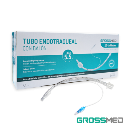 Tubo Endotraqueal Estándar con Balón 5,5 mm (E) - Caja x 10 Unidades - GROSSMED