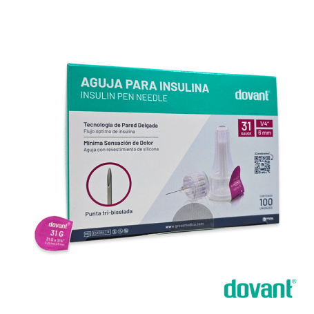 Aguja Para Insulina Estándar (Pen Needle) 31G X 1/4" (6 mm) (E) - Caja X 100 Unidades - DOVANT