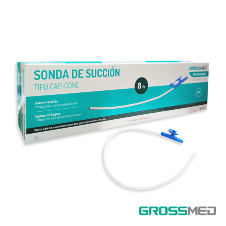 Sonda de Succión de PVC - Tipo Cap-Cone 08 Fr (E) - Caja x 100 Unidades - GROSSMED