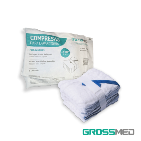 Compresa para Laparotomía Estéril 18"x 18" - Paquete x 5 Unidades - GROSSMED