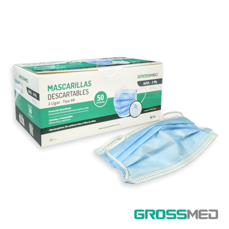 Mascarillas Descartables 2 Ligas Caja x 50 Unidades - GROSSMED