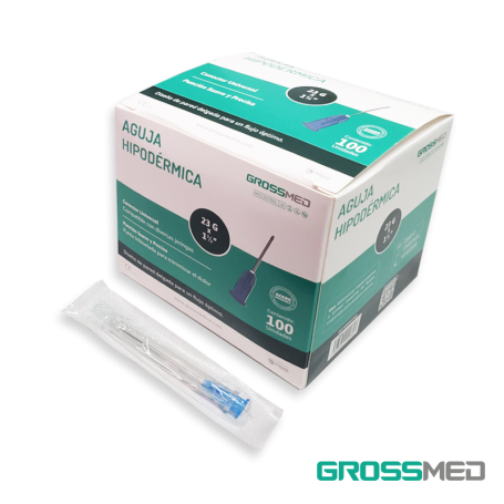 Aguja Hipodermica 23G x 1 1/2" (E) - Caja x 100 Unidades - GROSSMED