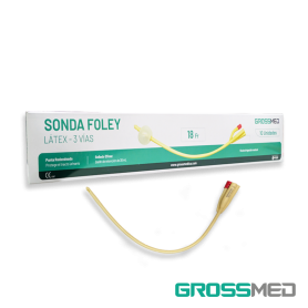 Sonda Foley de Látex 3 Vías 18 Fr con Balón de 30 mL (Recubierta de Silicona) (E) - Caja x 10 Unidades - GROSSMED