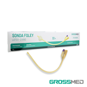 Sonda Foley de Látex 3 Vías 22 Fr con Balón de 30 mL (Recubierta de Silicona) (E) - Caja x 10 Unidades - GROSSMED