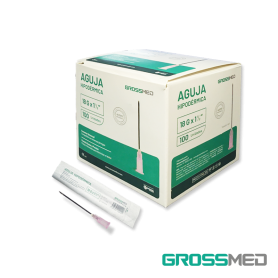 Aguja Hipodérmica 18G x1 1/2" (E) - Caja x 100 Unidades - GROSSMED