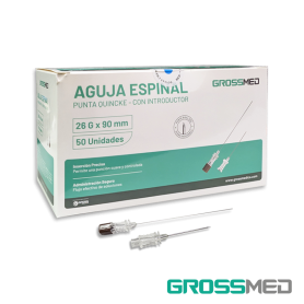 TuMaterialMédico.com |Aguja Espinal Biselada 26G Con Introductor GROSSMED