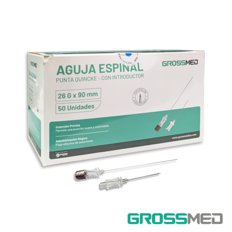 TuMaterialMédico.com |Aguja Espinal Biselada 26G Con Introductor GROSSMED
