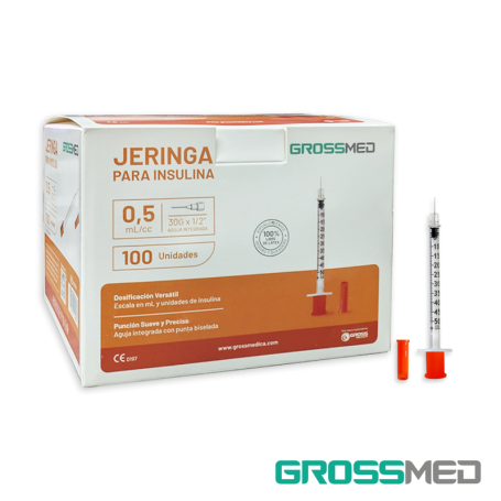 TuMaterialMédico.com | Jeringa de 0,5 cc con Aguja Integrada 30G x 1/2" GROSSMED