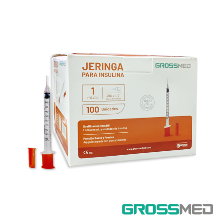 TuMaterialMédico.com | Jeringa de 1 cc con Aguja Integrada 30G x 1/2" GROSSMED