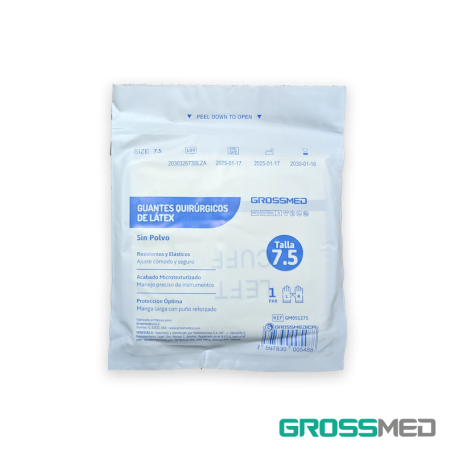 TuMaterialMédico.com | Guantes Quirúrgicos Estériles de Látex (Talla 7.5) GROSSMED