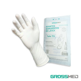 TuMaterialMédico.com | Guantes Quirúrgicos Estériles de Látex, Sin Polvo, Sobre Largo (Talla 7.5) GROSSMED