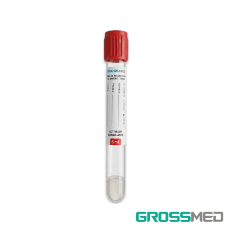 TuMaterialMédico.com | Tubos de Recolección de Sangre de Vidrio Tapa Roja (Con Activador) GROSSMED