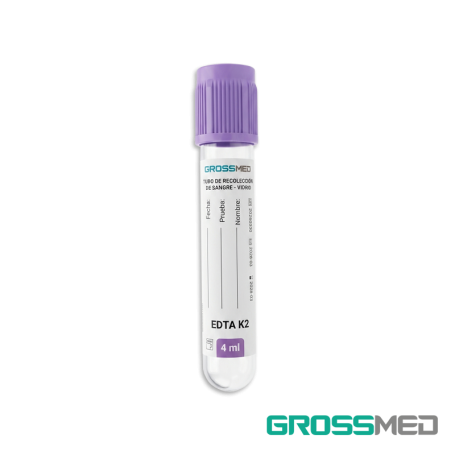 TuMaterialMédico.com | Tubos de Recolección de Sangre de Vidrio Tapa Morada GROSSMED