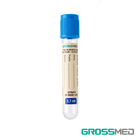 TuMaterialMédico.com | Tubos de Recolección de Sangre de PET Tapa Azul GROSSMED