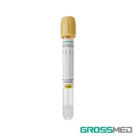 TuMaterialMédico.com | Tubos de Recolección de Sangre de PET Tapa Amarilla GROSSMED