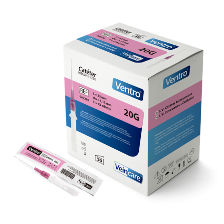 Catéter Intravenoso Ventro Nro. 20 (E) - Caja x 50 Unidades - VEINCARE