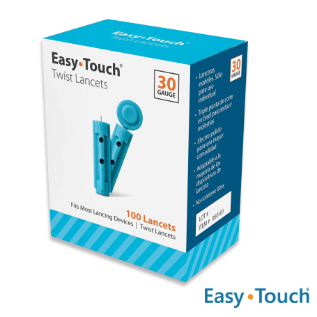Lancetas Extraíbles 30G - Caja x 100 Unidades - EASY TOUCH