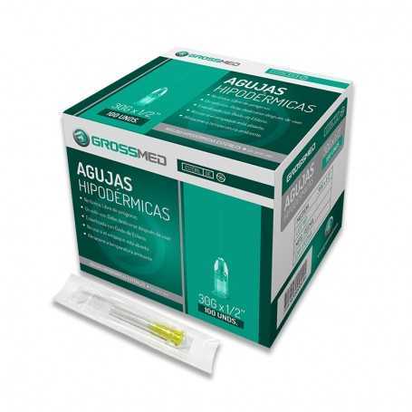 Aguja Hipodermica 30G x 1/2" (E) - Caja x 100 Unidades - GROSSMED