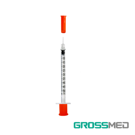 Jeringas de insulina 0,5 ml con aguja de 0,30 mm X 13 mm. Caja de 1