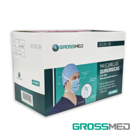 Mascarillas Quirúrgicas Descartables 4 Tiras (Azul) - Caja x 50 Unidades - GROSSMED