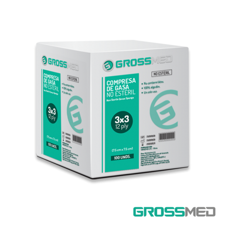 Compresa de Gasa No Estéril 3"x 3" - Empaque x 100 Unidades - GROSSMED